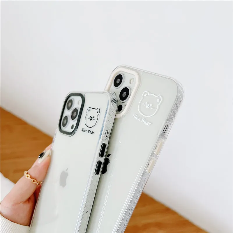 

Transparent Phone Case for IPhone 7 8 Plus 12 11 Pro Max X XR XS Max SE2020 Cartoon Bear nice day Shockproof Clear Cover Coque