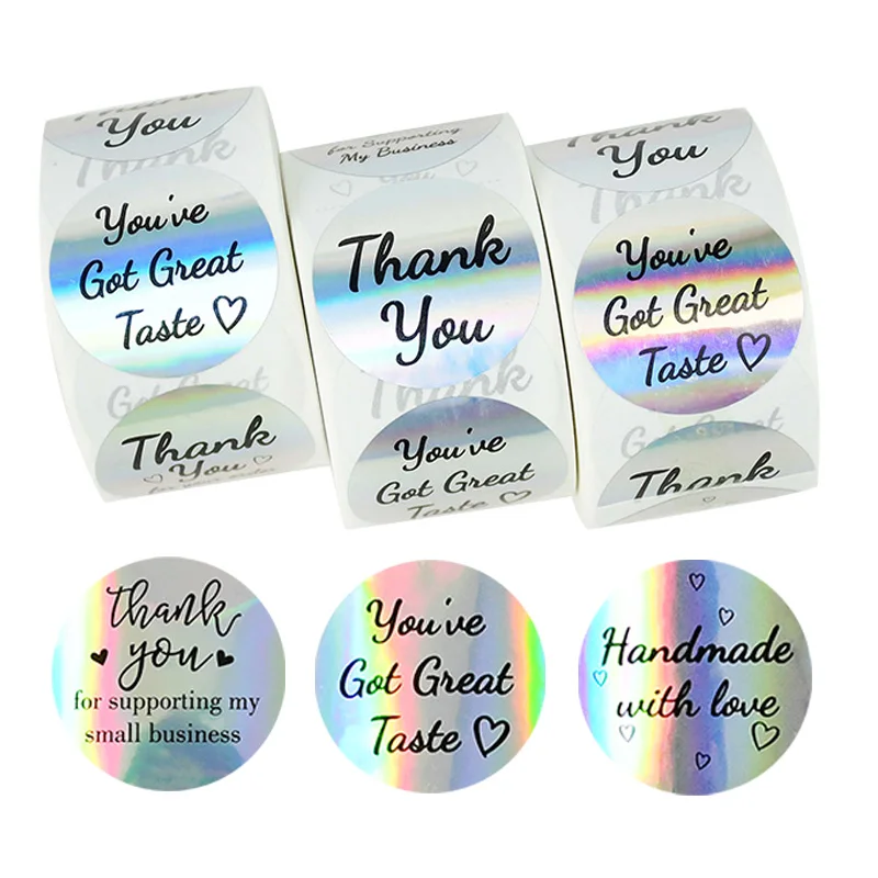 

500Pcs 3.8cm Thank You Stickers You've Got Great Taste Laser Seals Labels Sticker For Wedding Birthday Party Gifts Pakcing Decor
