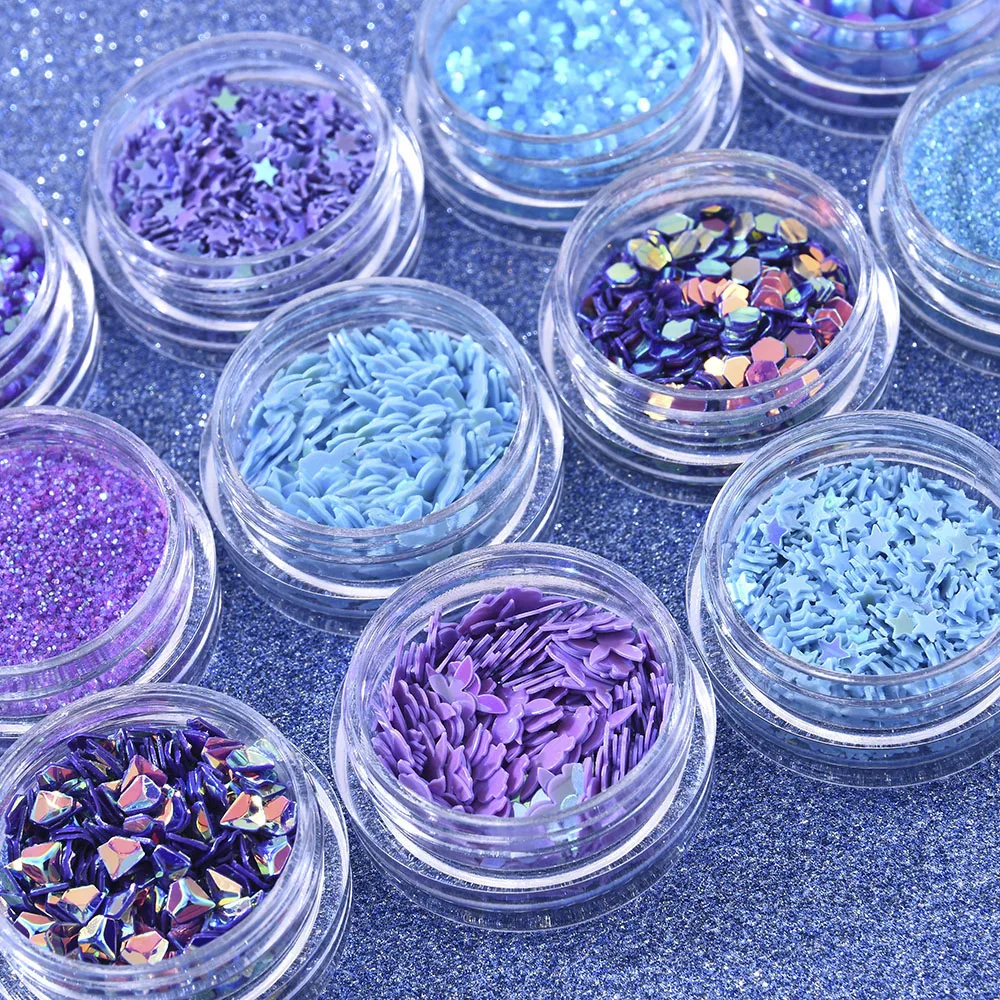 

12 Pots/Set Nail Art Design Mermaid Half Pearls Star Laser Sequins Glitter Rhinestone Gem Decorations Diamond Makeup Eye Sticker