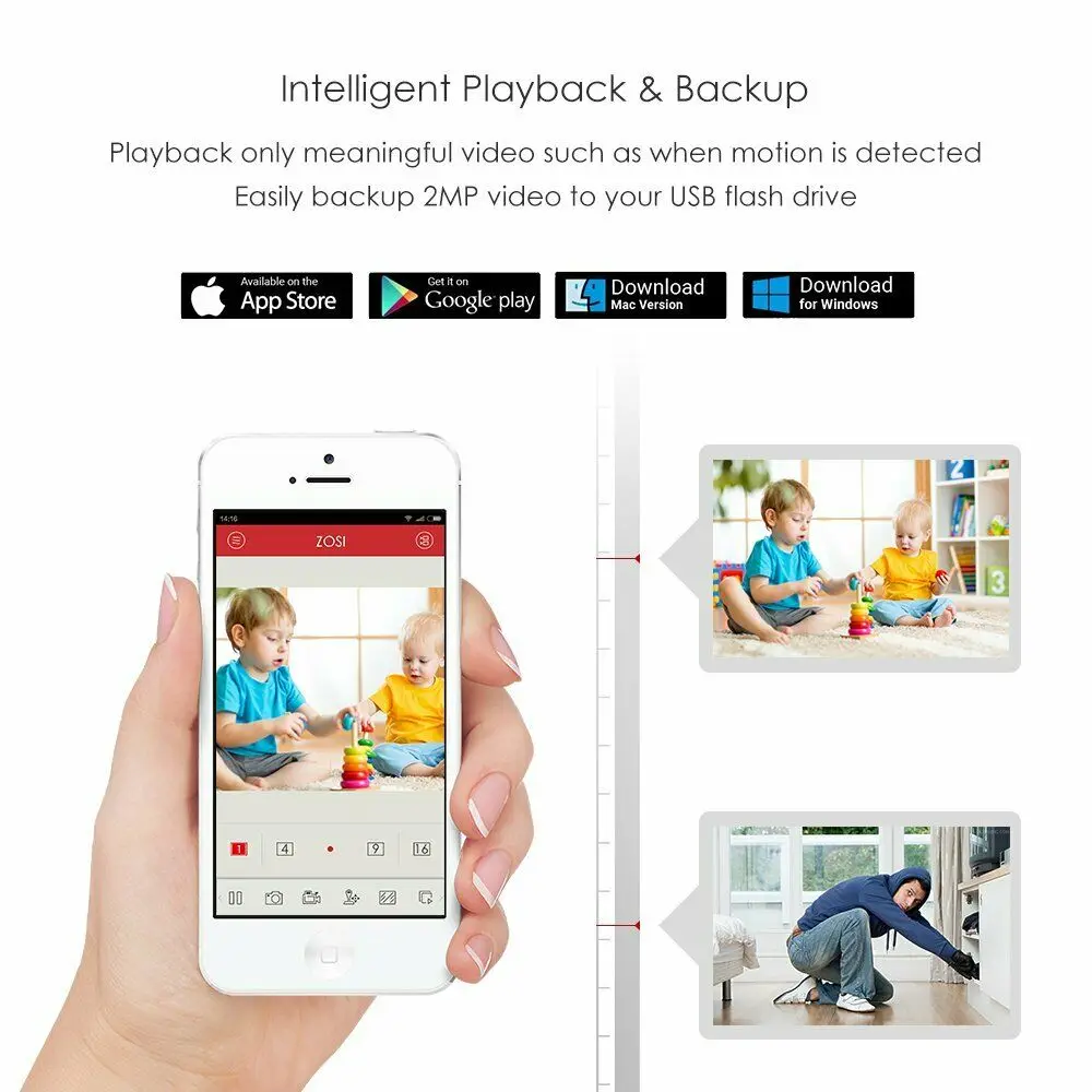 Дешево ZOSI H.265 + 4 в 1 CCTV DVR 8CH безопасности TVI DVR 1080P цифровой видео рекордер HDMI видео выход Поддержка IPhone Android телефон