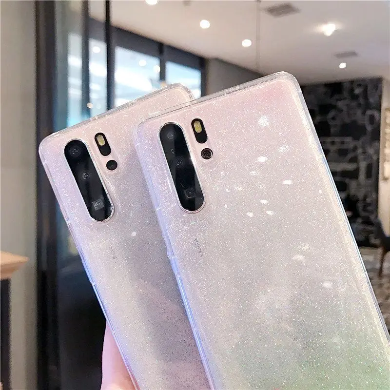 Прозрачный блестящий мягкий чехол для huawei p40 p30 p20 lite pro mate 20 10 p smart 2019 y9 honor 8x 10i 9 nova
