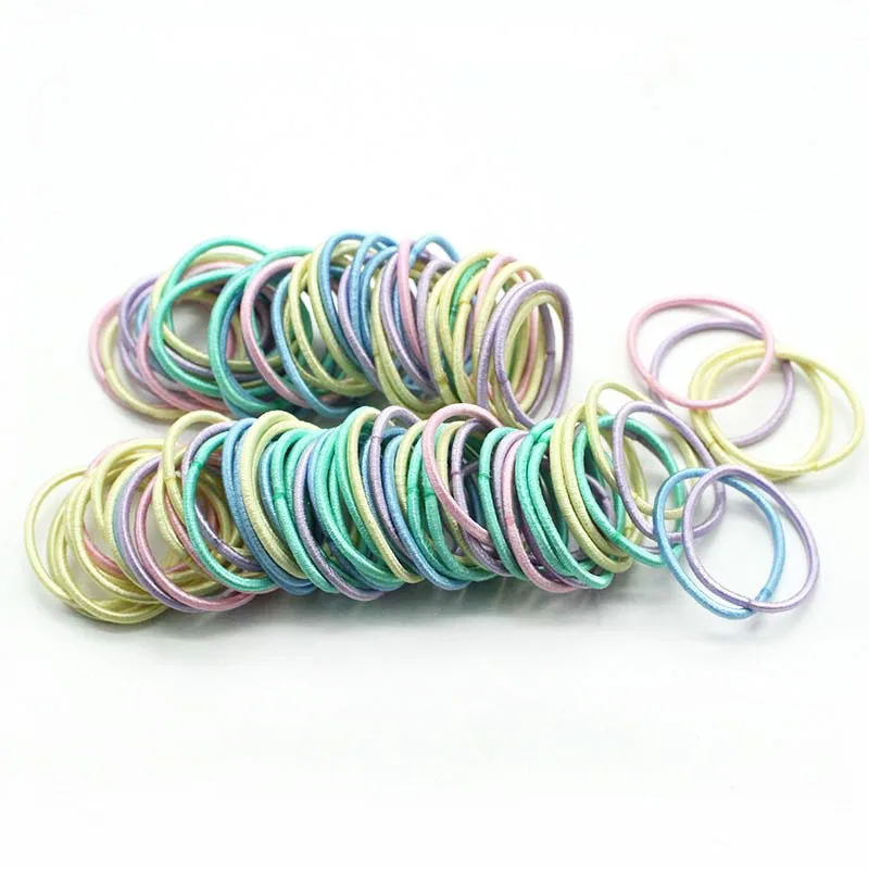 3 100 Pcs Girl Hair Rings Fluorescent Color Hair Accessories Ponytail Rubber Hair Rope High Elastic Hair bnads Head Rope for Girls - Цвет: 3