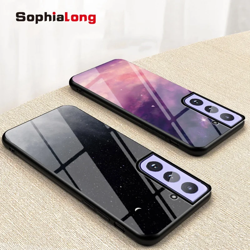 Чехлы из закаленного стекла для Samsung Galaxy S21 Plus + Ультратонкий чехол с полным