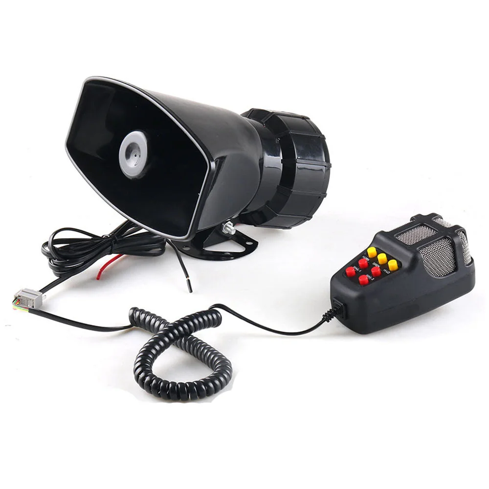 

12V 100W 125dB 7 Sound Alarm Horn Car Electronic Warning Siren Motorcycle Alarm Firemen Ambulance Loudspeaker with MIC for Car