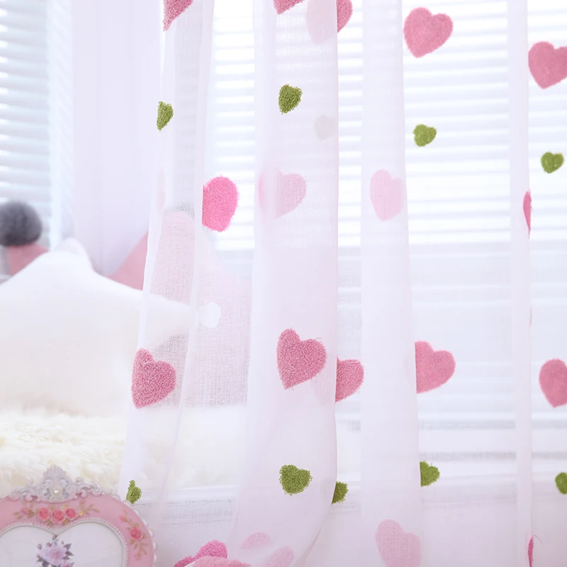 Современные детские Мультяшные 3D тюлевые шторы с сердечками для девочек спальни