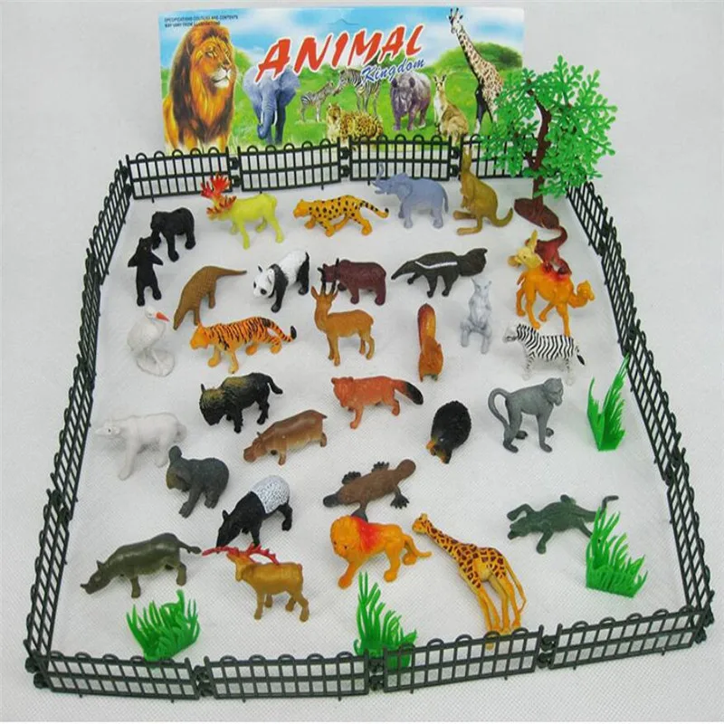 

53 pcs/set Mini Animal World Zoo Model Figure Action Toy Set Cartoon Simulation Animal Lovely Plastics Collection Toy For Kids