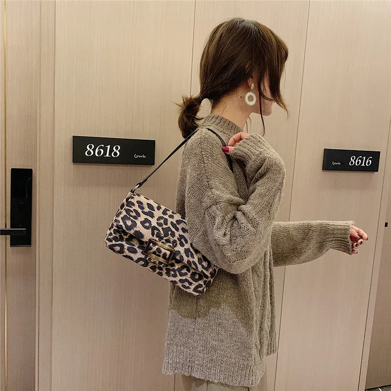 Леопардовые сумки для багета женщин 2019 Модные Сумки из искусственной кожи