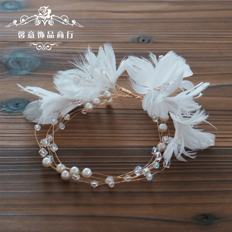 1 шт. венок на голову для волос Bridal'hair Corolla, корона, перо, цветочный цветок, свадебный головной убор для волос, украшения, ювелирные аксессуары