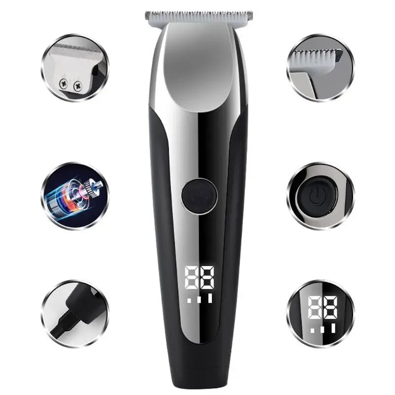 

Hair Clippers Men T-Blade Beard Trimmer Cordless LCD Display Barber Grooming Kit