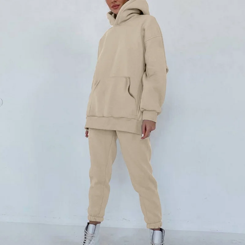 

Women Sweatsuit Set 2 Piece Outfits Casual Fleece Oversized Autumn Hoodies Tops And Sweatpants Jogger Tracksuits Loose Trousers