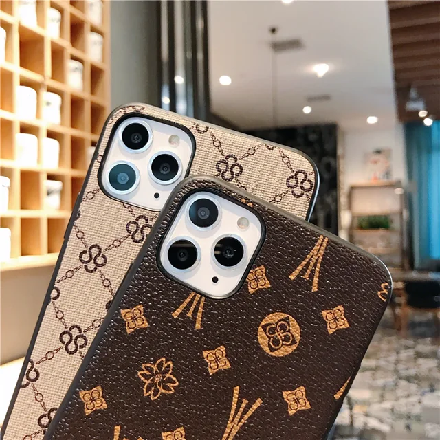 Luxury Brand Leather Case for Apple iPhone 14 13 12 11 Pro Max XR XS Mini 8  7 Plus Grid Flower Official Designer Silicone Cover