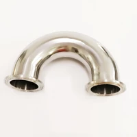 51mm od 304 stainless steel sanitary ferrule 180 degree elbow pipe fitting tri clamp