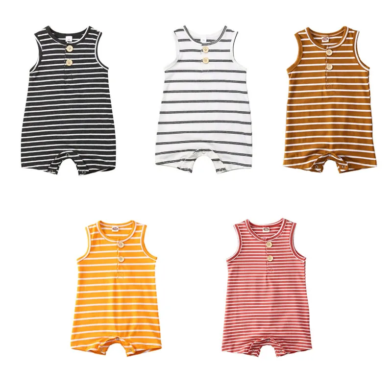 

Pudcoco USPS Fast Shipping 0-24M Newborn Baby Girl Boy Summer Bodysuit Clothes Cotton Striped Short Sleeve Jumpsuit Outfits Set