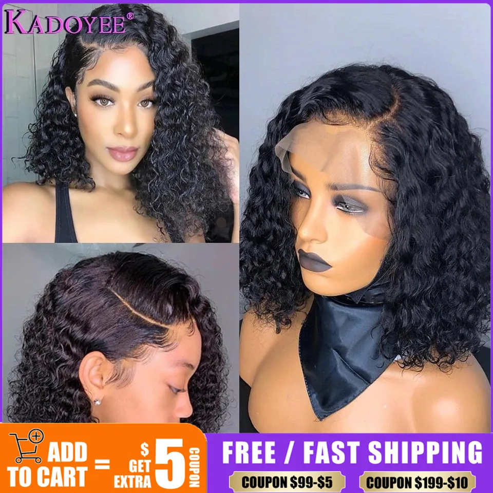 

Short Curly Human Hair Wigs For Women 13x4 Lace Frontal Brazilian Remy Curly Bob Wig 4X4 Lace Closure Wig Pre Plucked Baby Hair