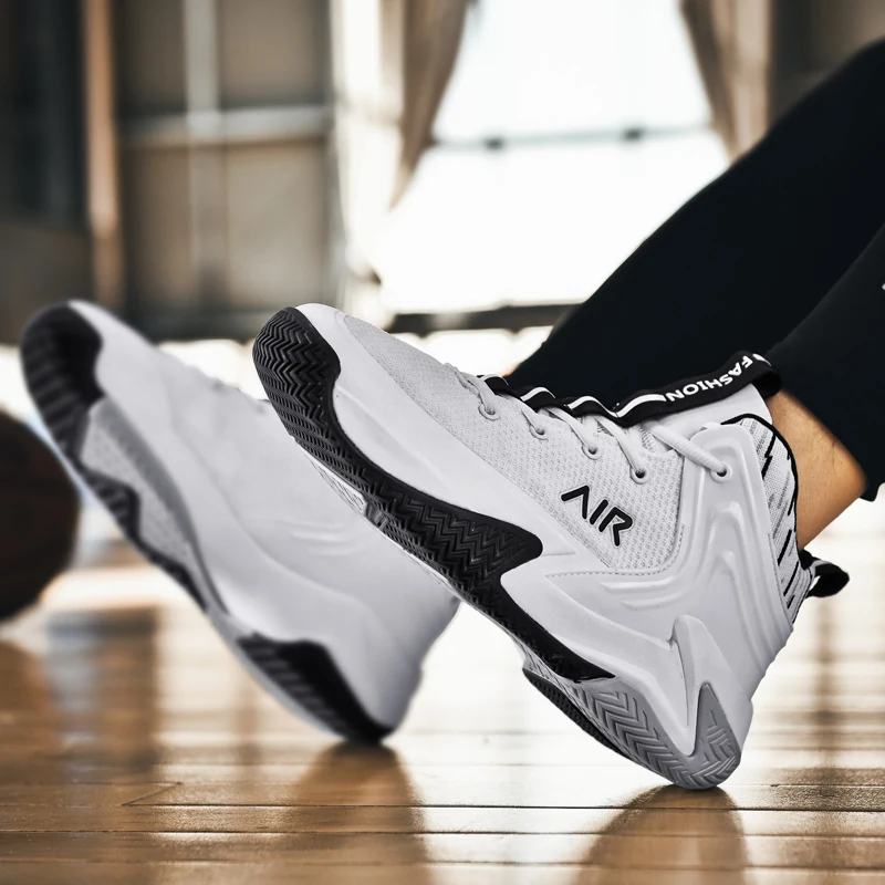 New Arrival High Top Basketball Shoes White Wear-resistant Young Professional Practical Men Sports Shoes Black Autumn and Winter