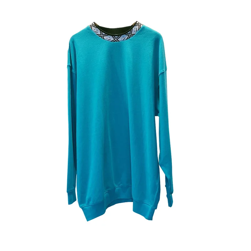 

2020 Autumn and Winter New Women's Smiley Face Jacquard Pattern Collar Solid Color Loose Casual Sports Sweatshirts