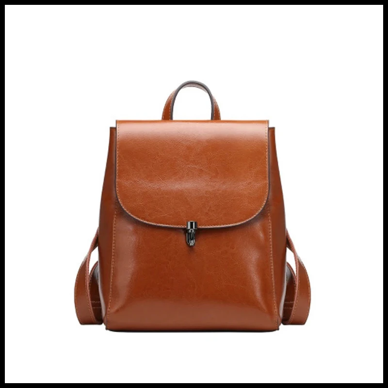 Coated Cowhide Leather Retro Backpack For Ladies Large Capacity Travel Bag 2020 Winter New Bag  For Girl Free Shipping
