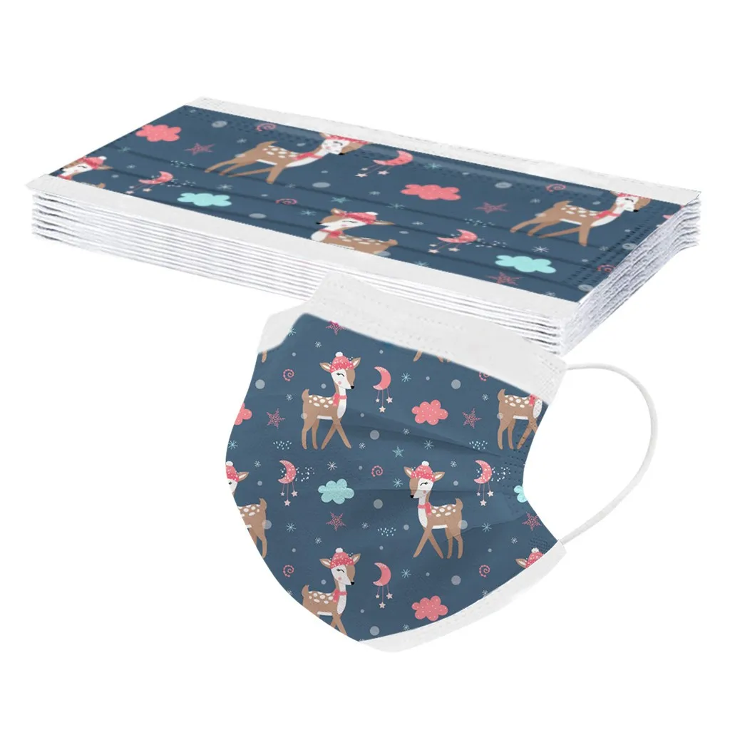 25 #10 шт. Рождество Одноразовые Маски нетканые маски для лица 3 Слои слоев фильтр