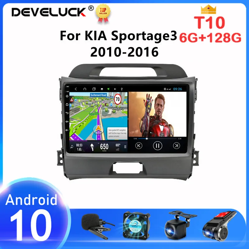 Автомагнитола 2DIN на Android 10 мультимедийный проигрыватель для KIA Sportage 3 2010 2016 4G Wi Fi DVD