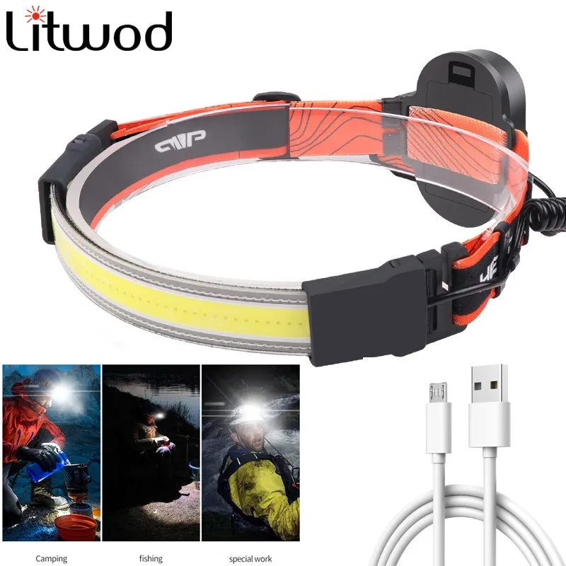 

Portable mini XPE+COB floodlight Headlamp USB Rechargeable Camping Head lamp Fishing headlight flashlight torch