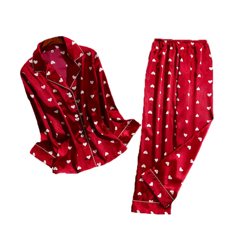 

Print Floral Pyjamas Women Stripe Satin Pajamas Sets 2019 New Spring Long Sleeve 2 Pcs Suit Casual Silk Home Clothing Sleepwear