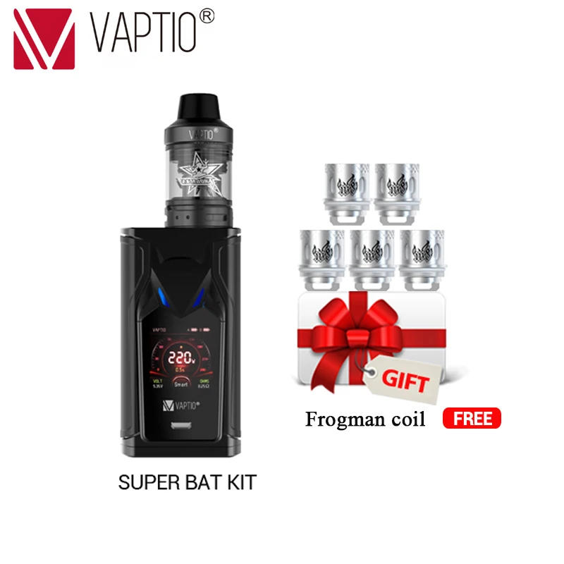Black Подарок 5 шт катушек! VAPTIO супер летучая мышь 220 Вт Vape набор электронных сигарет 220 Вт коробка мод 2,0/5,0 мл бак Vape мод без батареи - Цвет: Black