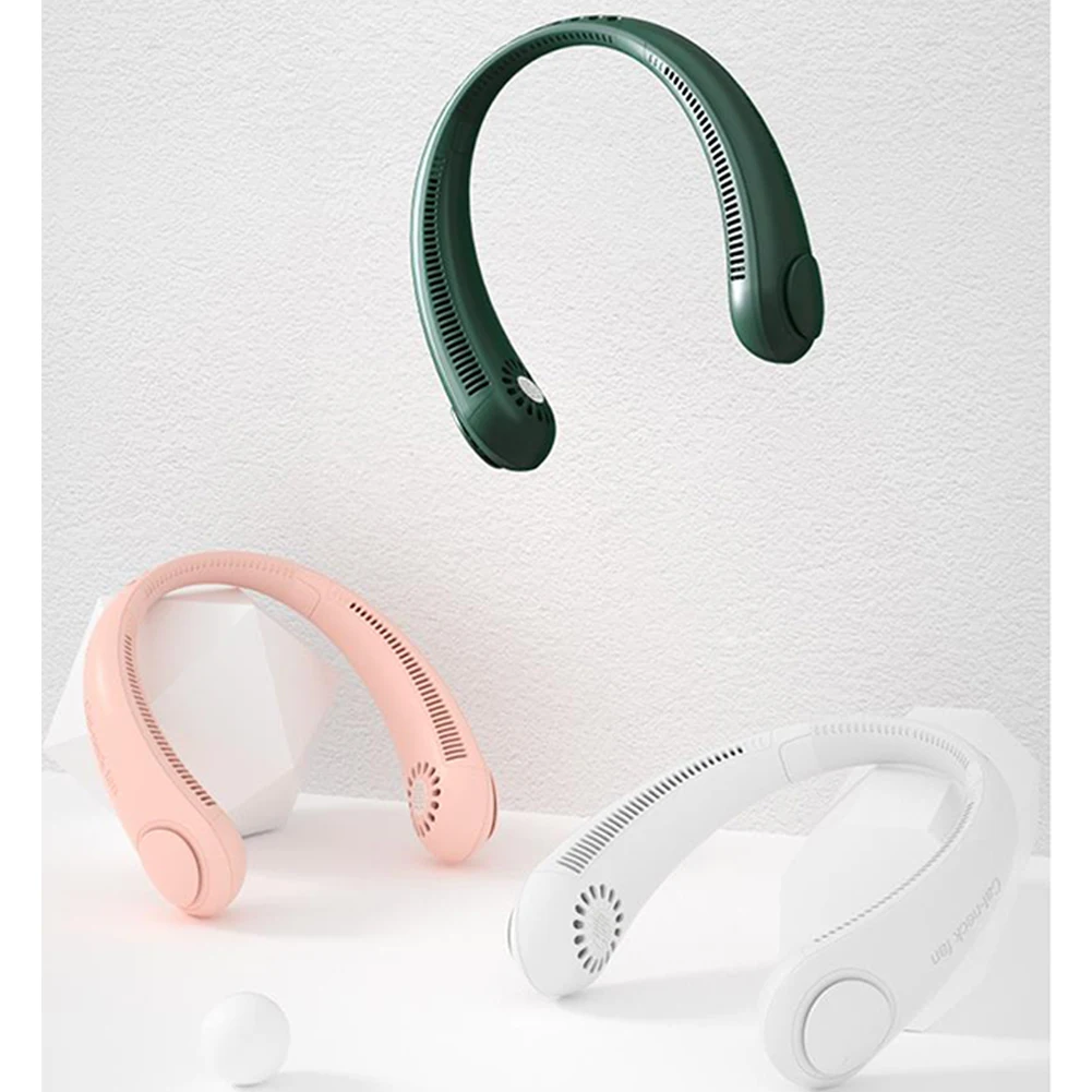 

Portable Neckband Fan Mini USB Rechargeable Fan With Leafless Design Hands-Free Dual Neck Fan Sport Hanging Personal For Outdoor