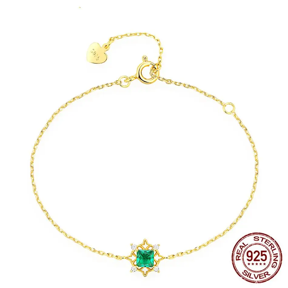 

Женский браслет дружбы из серебра 925 пробы с натуральным зеленым Цирконом