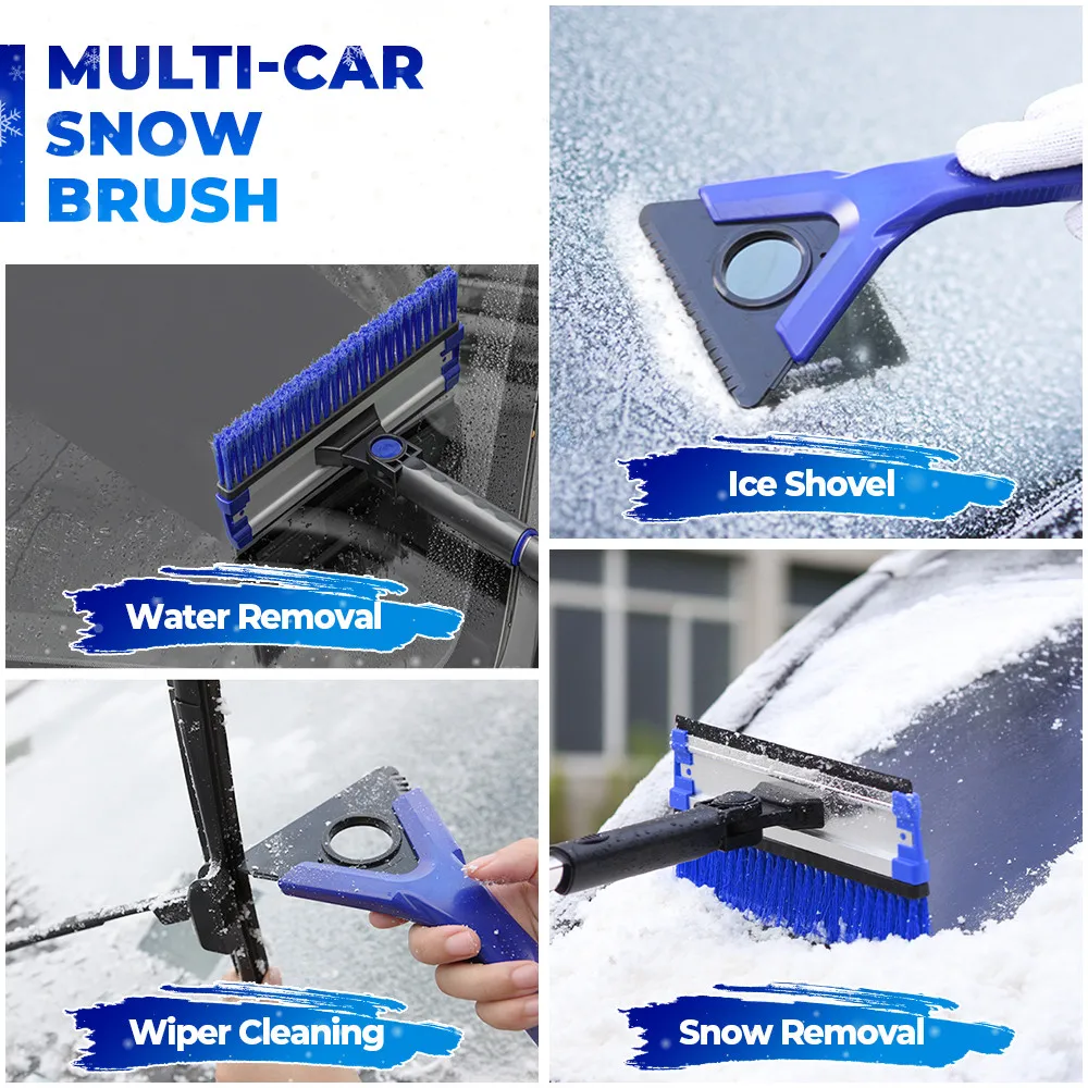 4-in-1 Upgrade Extendable Snow Shovel Ice Scraper Brush Water Remover For Car Auto SUV Frost Windshield Cleaner Winter Tool | Автомобили и