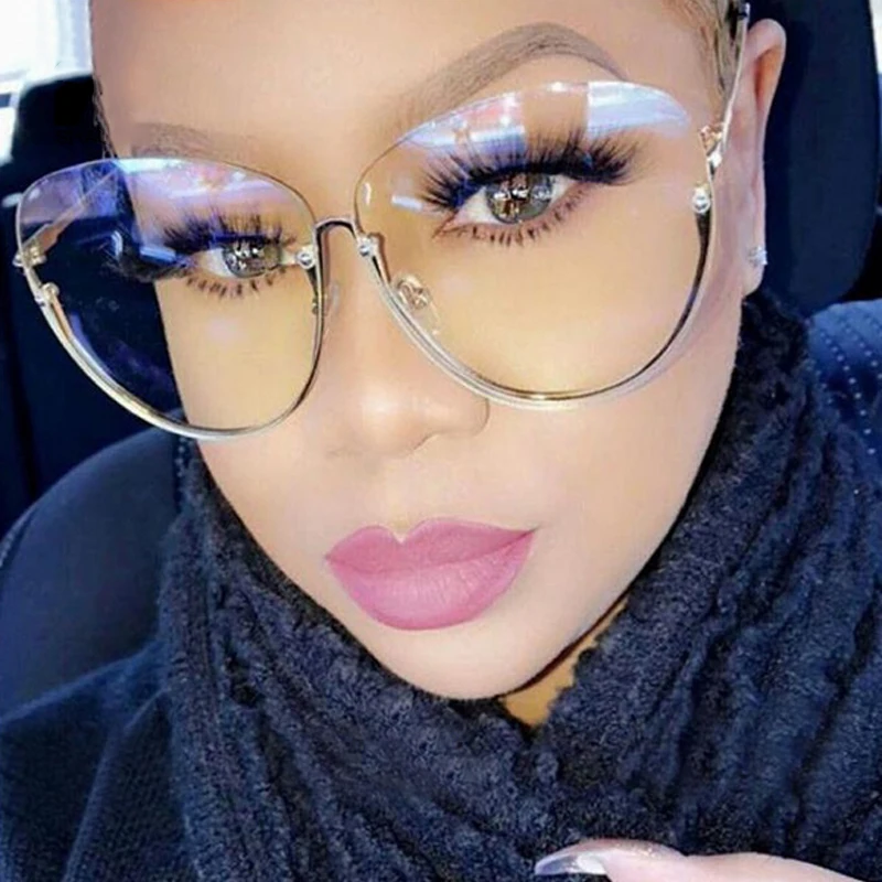

2020 Brand Designer Clear Sunglasses Women Ocean Lens Rimless Oversized Sun Glasses Frame Vintage Shades Luxury Metal Eyewear