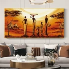 Абстрактная картина закат пейзаж на холсте Ретро африканские женщины плакаты и принты Настенная картина для гостиной домашний декор