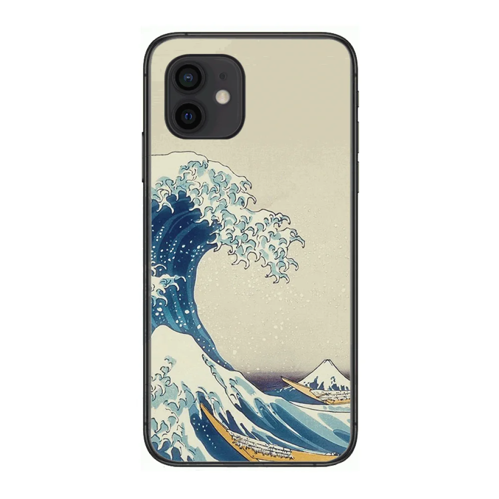 

The waves Style Phone Case cover For iphone 12 pro max 11 8 7 6 s XR PLUS X XS SE 2020 mini black cell shell