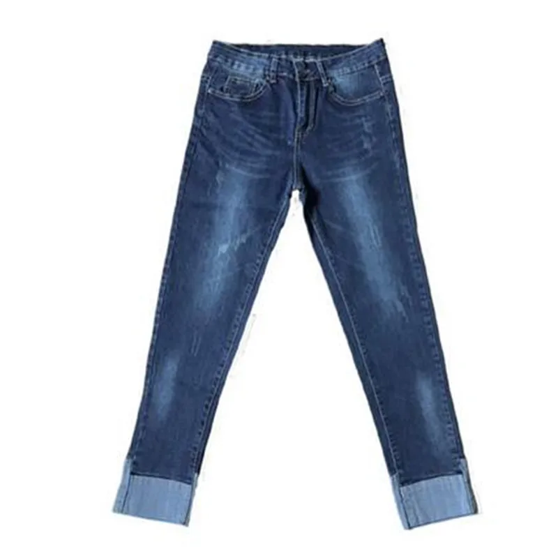 Джинсы женские Стрейчевые до щиколотки рваные брюки из денима большие размеры 4XL