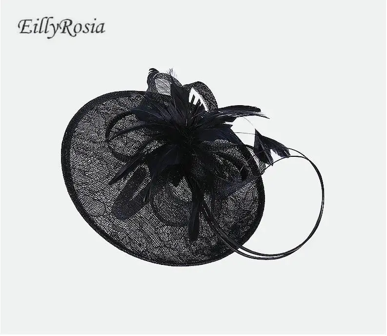 Женская винтажная шляпка с перьями черная элегантная Свадебная Вуалетка