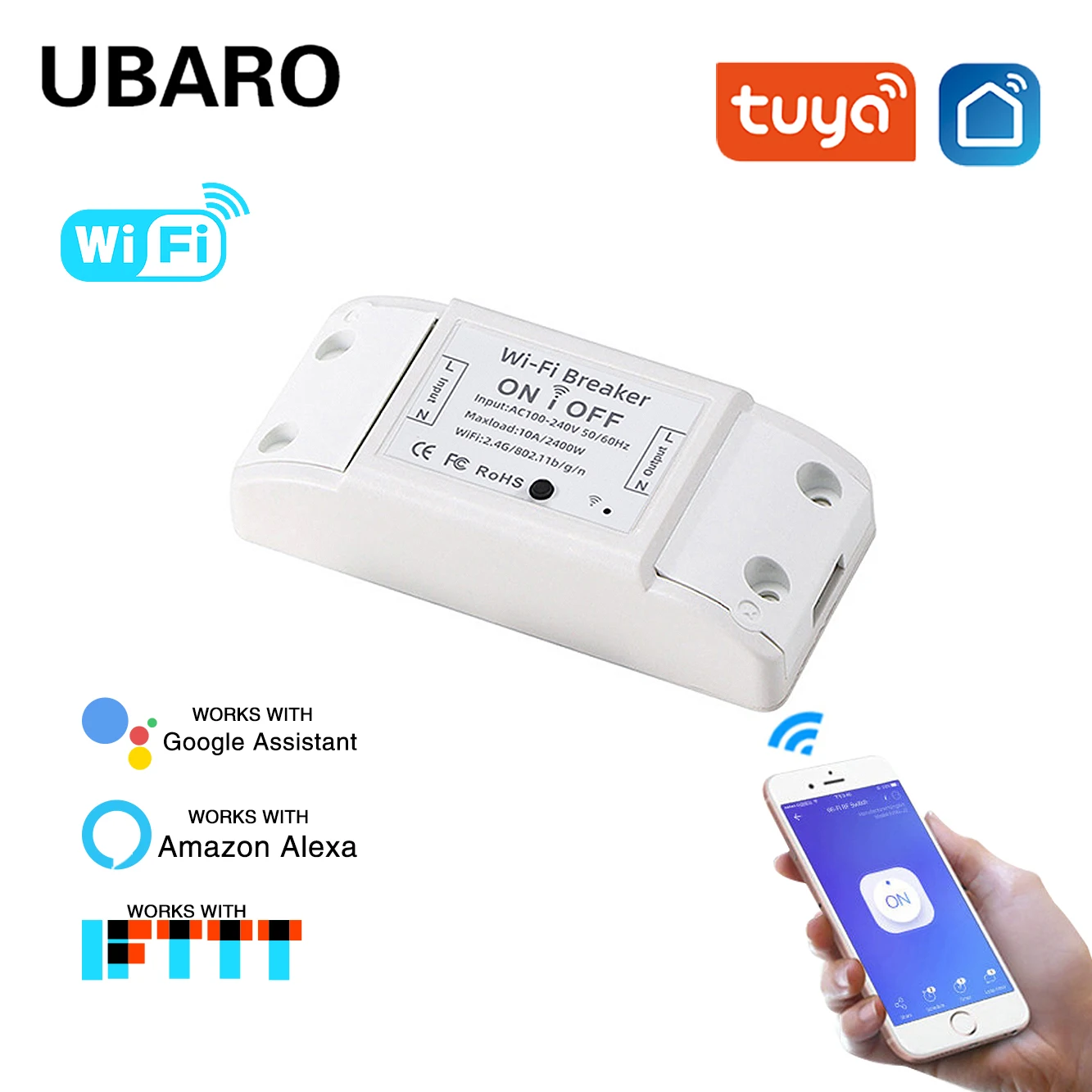 Умный выключатель UBARO Tuya с поддержкой Wi-Fi и голосового управления