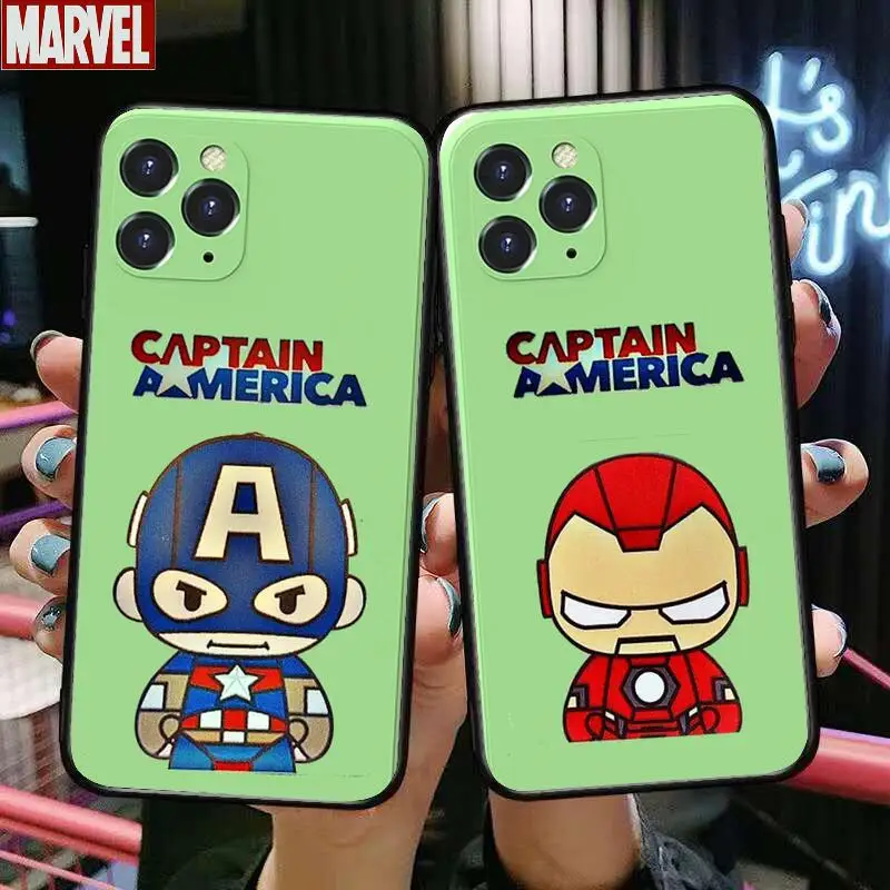 

Marvel superhero Anime Phone Case cover For iphone 12 Pro Max 11 8 7 6 S XR PLUS X XS SE 2020 mini cell shell Mint Green