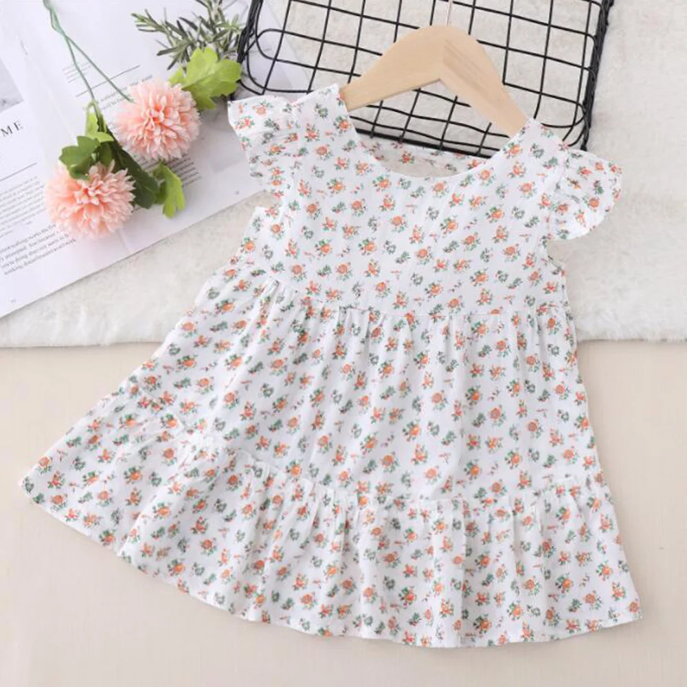 

Новое поступление, летние платья для девочек, летние платья с рукавами и цветочным принтом для первого дня рождения, детская одежда Boutiuqe