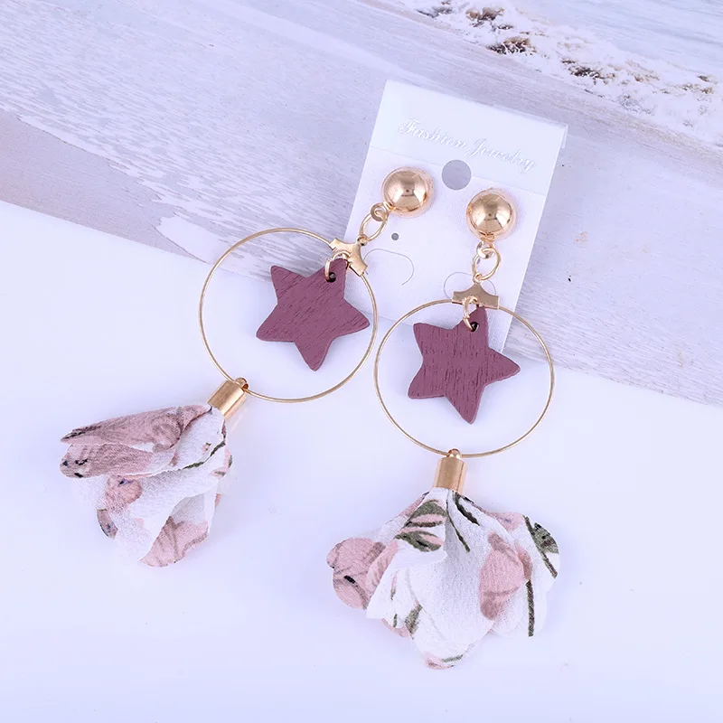Pink Liuxsp женские тканевые висячие серьги с кисточками, длинные серьги, Мода, новые серьги с подвеской, деревянные тканевые женские серьги, лучший подарок - Окраска металла: Pink