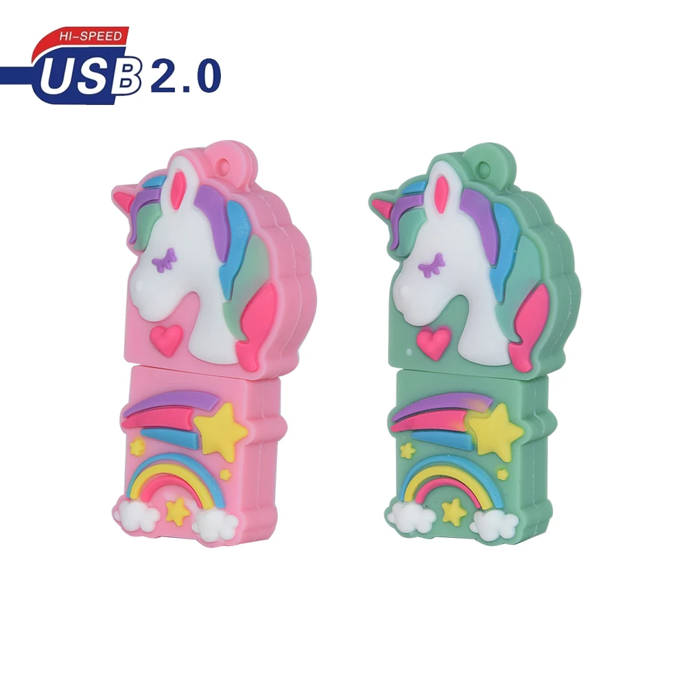 

Super quality cartoon Unicorn Usb flash drive 128GB 64GB 32GB 16GB 8gb 4gb mini lovely pen drive USB 2.0 pendrive memory stick