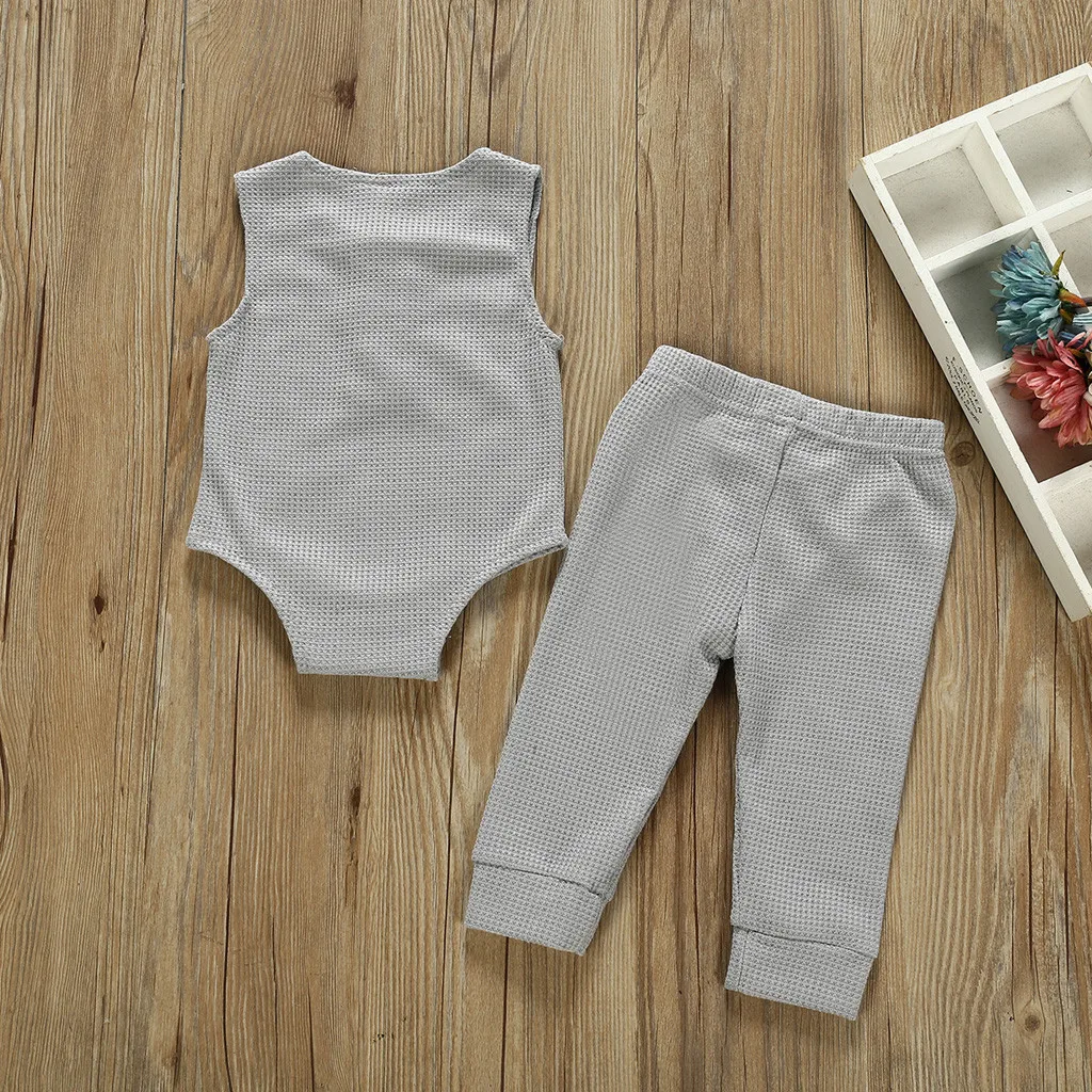 Комплект из 2 предметов однотонная вязаная одежда для новорожденных комбинезон