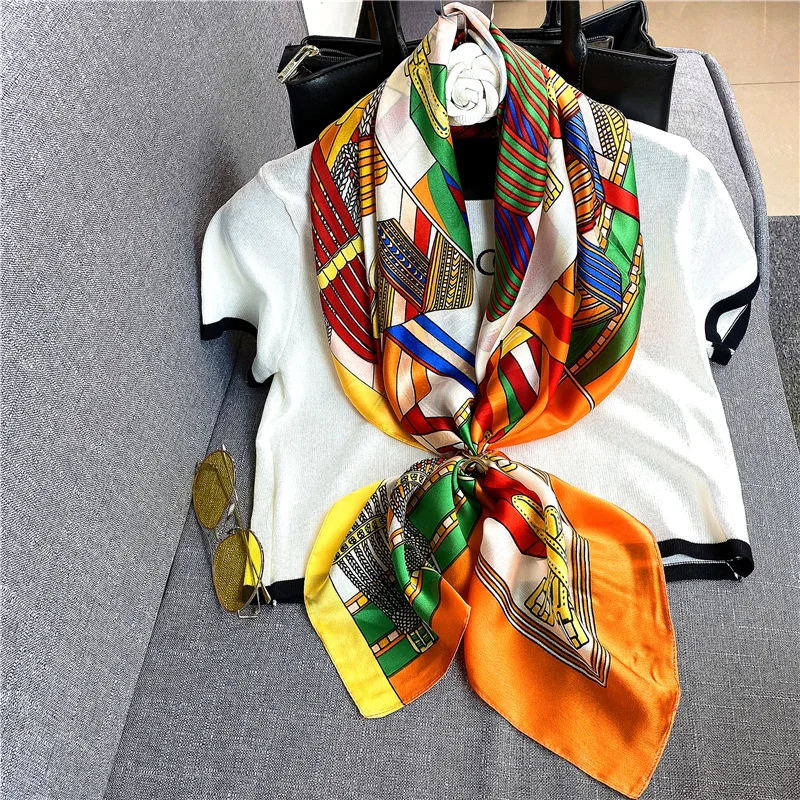 

90X90cmSummer Silk Scarf Women Scarves for Hair Neck Cover Female Kerchief Bandana Hijab Bufanda de seda Foulard carre femmes