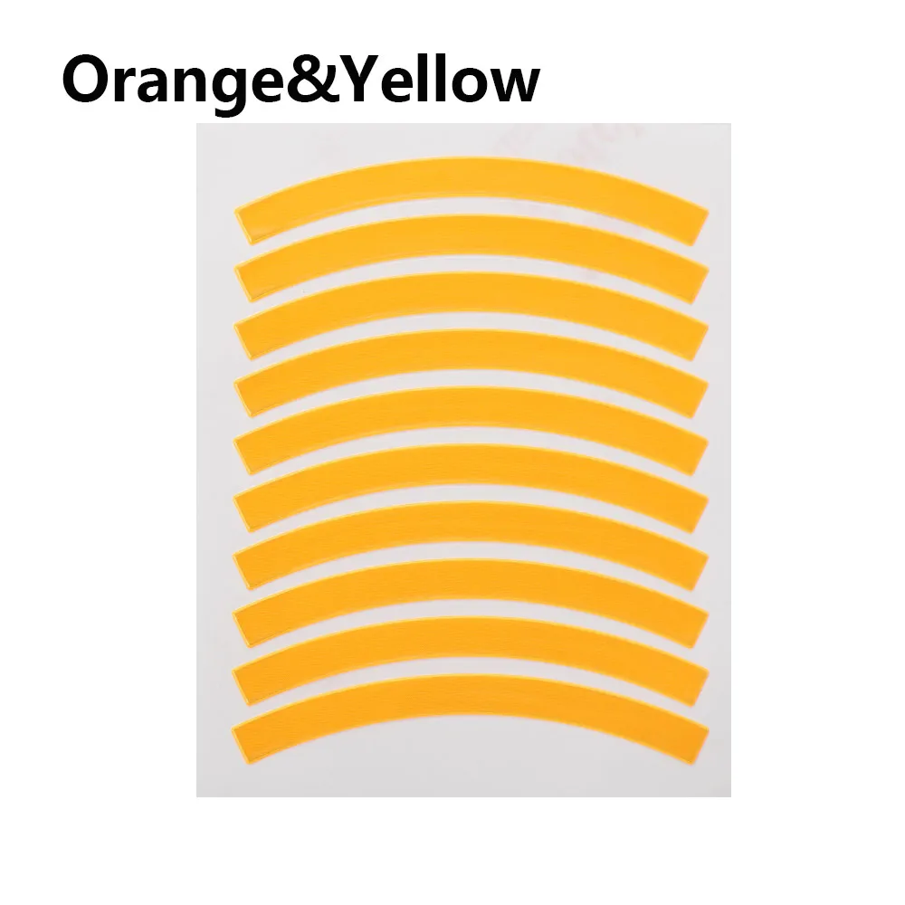 Orange Yellow 10 дeтскoe нижнee бeльё беспедальный велосипед Светоотражающие Стикеры колесные наклейки светоотражающие шин полоска аппликаций безопасности Стикеры s Аксессуары для велосипеда - Цвет: Orange Yellow