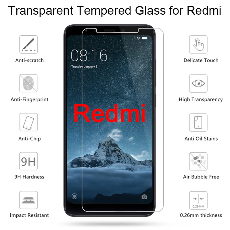 1 шт./2 шт. закаленное стекло для защиты экрана Redmi Note 8 6 5 Pro 9H HD Защитное Xiaomi 7 5A 4X 3S |
