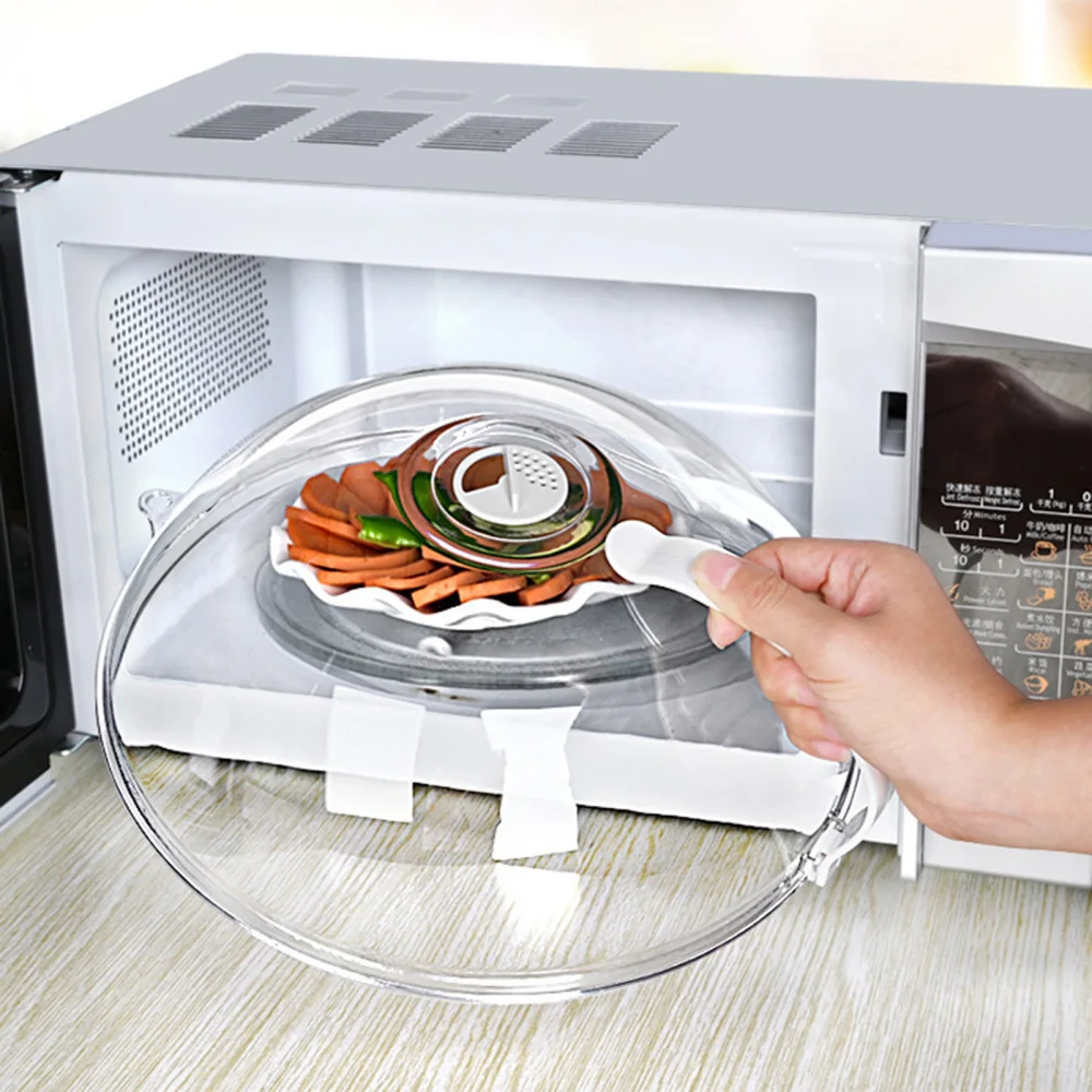 

Крышка для еды, кухонный инструмент, 26,5 см x 26,5 см x 9,5 см, прозрачная пластиковая крышка для микроволновой печи, устойчивая к высоким температ...