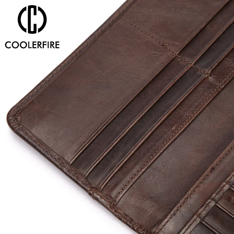 Длинный кошелек из натуральной коровьей кожи для мужчин повседневный клатч портмоне чековой книжки с