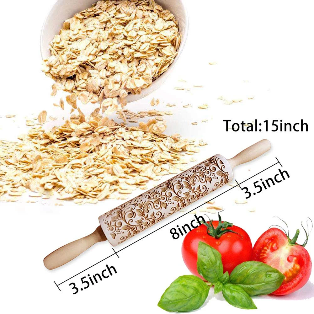 Прямая поставка 35X5 см Рождественская Скалка с тиснением гравировкой резное