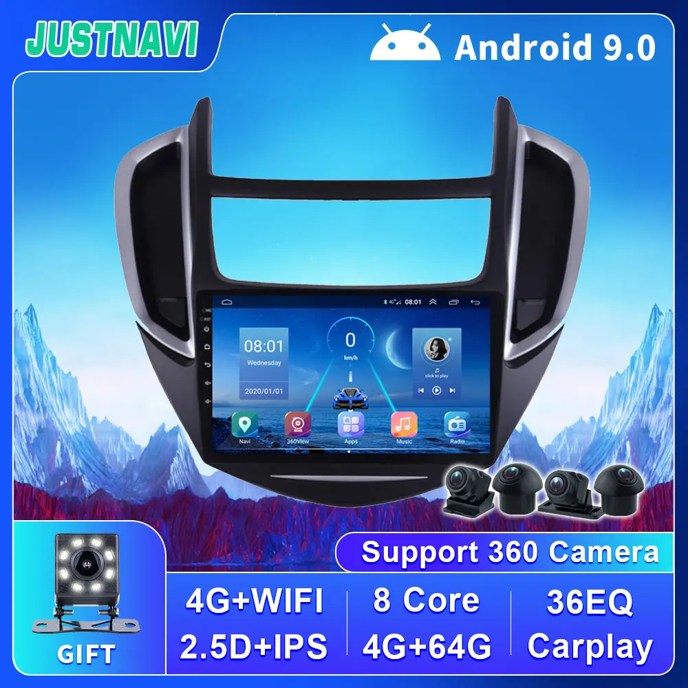 Автомобильный радиоприемник JUSTNAVI Для Chevrolet TRAX 2014 2016 GPS навигация Android 9 0