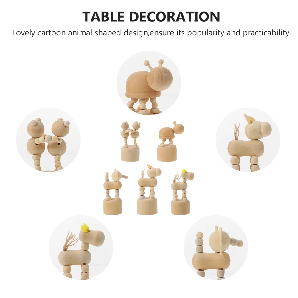 

4pcs Mini Wooden Animal Shape Ornaments Home Desktop DIY Craft Adornments