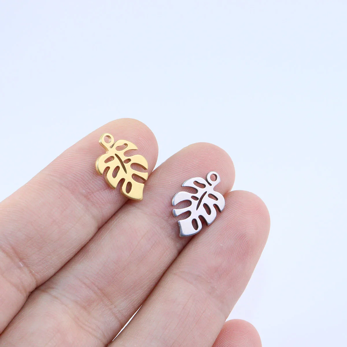 10pcs 15*10mm Stainless Steel Pretty Tropical Leaves Charms Pendant DIY Necklace Earrings Bracelets Unfading Colorless 2 Colors - купить по