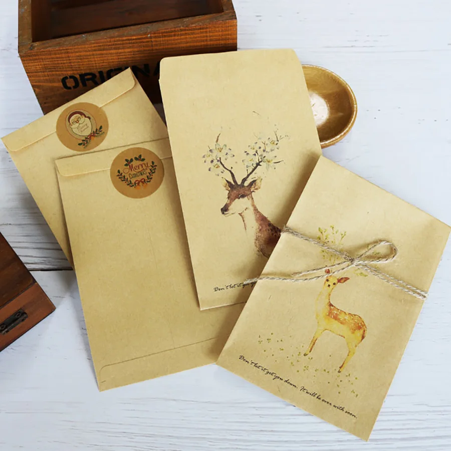 10 шт. конверт с оленем/оленем открытка на день рождения подарки годовщину